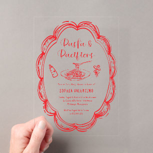 Doodle Pasta en Fopspenen Baby Shower Acryl Uitnodigingen