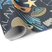 Doodle-patroon in de ruimte cadeaupapier (Rol Hoek)
