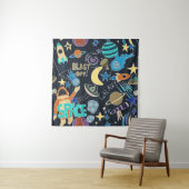 Doodle-patroon in de ruimte wandkleed (In situ)