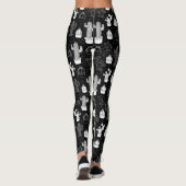 Doodle Pattern voor zwarte en witte cactus Leggings (Achterkant)