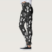 Doodle Pattern voor zwarte en witte cactus Leggings (Links)