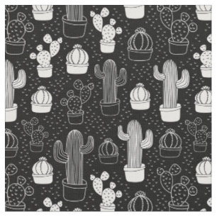 Doodle Pattern voor zwarte en witte cactus Stof