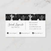 Doodle Pattern voor zwarte en witte cactus Visitekaartje (Achterkant)