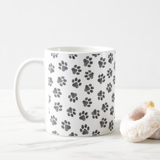 Doodle Paws, Dog Paws, Black Paws Koffiemok (Met donut)