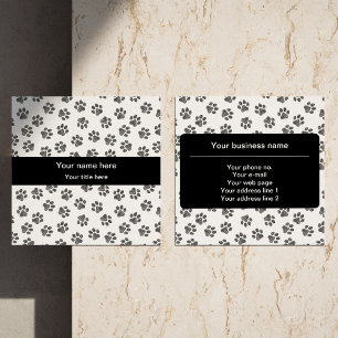 Doodle Paws, Dog Paws, Cat Paws, Black Paws Vierkante Visitekaartje