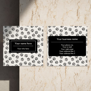 Doodle Paws, Dog Paws, Cat Paws, Black Paws Vierkante Visitekaartje