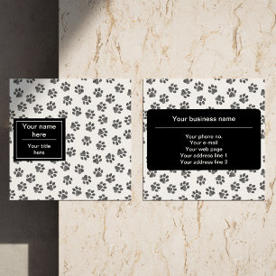 Doodle Paws, Dog Paws, Cat Paws, Black Paws Vierkante Visitekaartje
