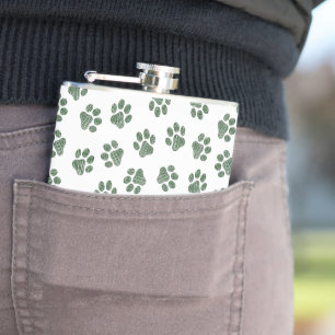 Doodle Paws, Dog Paws, Groene Paws Heupfles