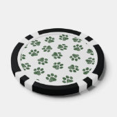 Doodle Paws, Dog Paws, Groene Paws Poker Chips (Enkel)