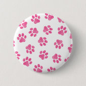 Doodle Paws, Dog Paws, Pink Paws Ronde Button 5,7 Cm (Voorkant)