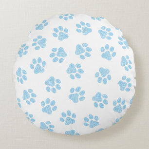 Doodle Paws, Hondenpoten, Baby Blue Paws Rond Kussen