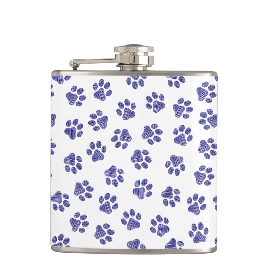 Doodle Paws, Hondenpoten, Navy Blue Paws Heupfles (Voorkant)