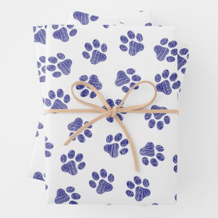 Doodle Paws, Hondenpoten, Navy Blue Paws Inpakpapier Vel