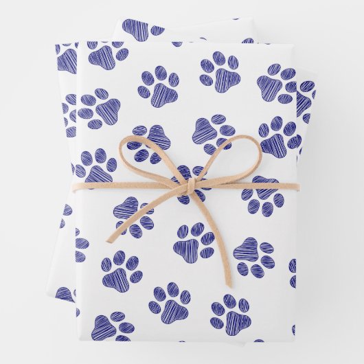 Doodle Paws, Hondenpoten, Navy Blue Paws Inpakpapier Vel (In situ)