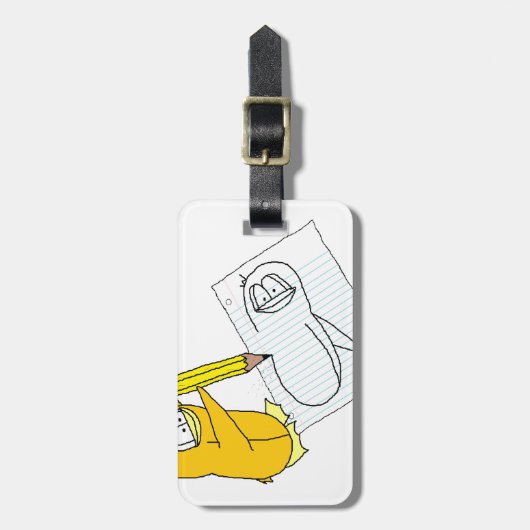 Doodle Penguin Bagagelabel (Voorkant verticaal)