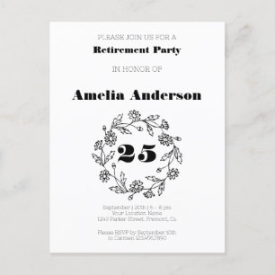 Doodle pensioen moderne bloem zwart briefkaart