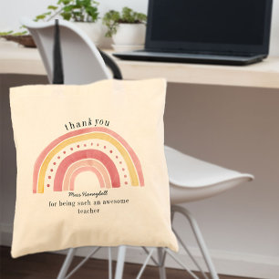 Doodle Pink Rainbow Cute Teacher Bedankt voor je c Tote Bag