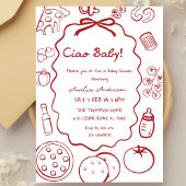 doodle Pizza Italian Ciao Baby Shower Invitation