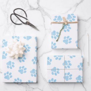 Doodle Pootjes, Hondenpoten, Baby Blauwe Pootjes Inpakpapier Vel