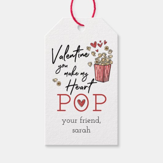 Doodle Popcorn Valentijn Label Cadeaulabel (Voorkant)