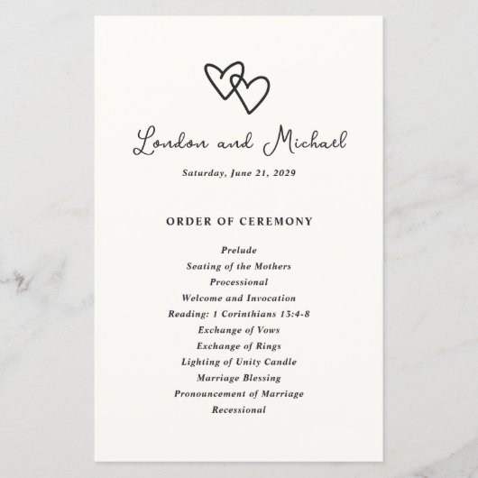 Doodle Programme de mariage moderne Doodle Hand Dr (Devant)