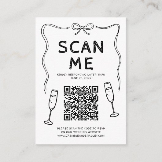 Doodle QR Code Wedding Informatiekaartje (Voorkant)