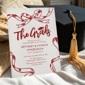Doodle Red Bow Joint Graduation Party Kaart