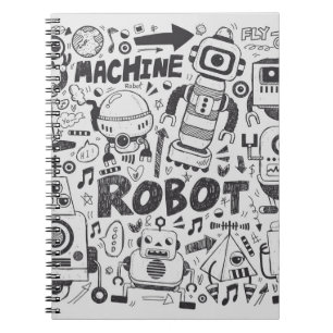 Doodle Robot Illustrator Tekening Notitieboek