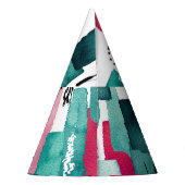 Doodle roze en groene waterverf lijnen. feesthoedjes (Achterkant)