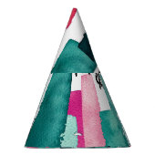 Doodle roze en groene waterverf lijnen. feesthoedjes (Rechts)