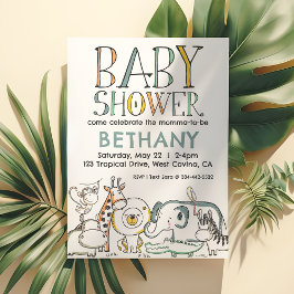 Doodle Safari Baby shower Kaart