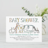 Doodle Safari Baby shower Uitnodiging (Staand voorkant)