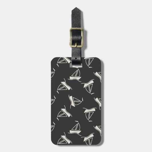 Doodle Sailboat Pattern Bagagelabel (Voorkant verticaal)