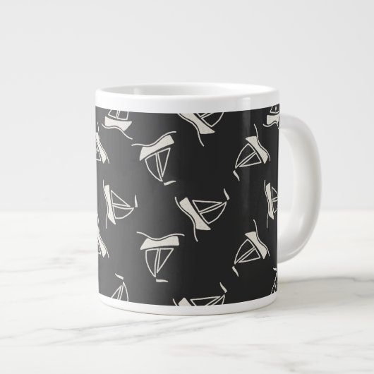 Doodle Sailboat Pattern Grote Koffiekop (Voorkant rechts)