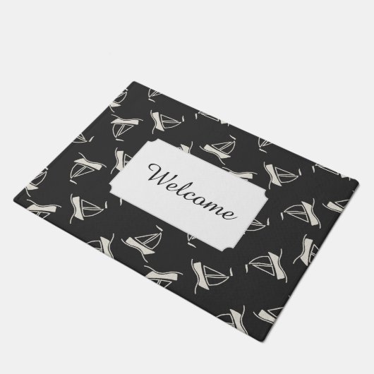 Doodle Sailboat Pattern | Jouw tekst toevoegen Deurmat (Schuin)