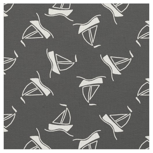 Doodle Sailboat Pattern Stof (Close Up)