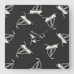 Doodle Sailboat Pattern Vierkante Klok