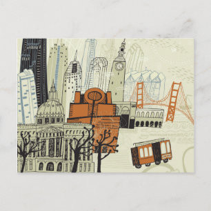 Doodle San Francisco Scene Briefkaart