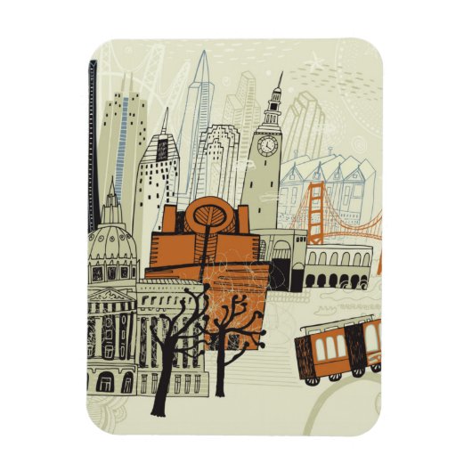 Doodle San Francisco Scene Magneet (Verticaal)