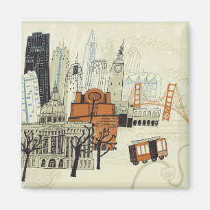 Doodle San Francisco Scene Magneet
