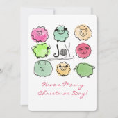 Doodle schaap angora breien haakwerk Kerstmis Feestdagenkaart (Voorkant)