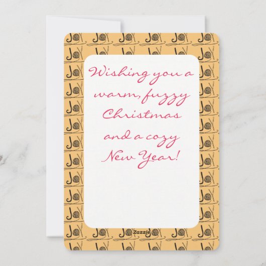 Doodle schaap angora breien haakwerk Kerstmis Feestdagenkaart (Achterkant)