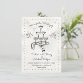 Doodle schets Funky Champagne bruiloft Kaart (Staand voorkant)