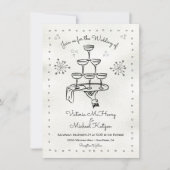 Doodle schets Funky Champagne bruiloft Kaart (Voorkant)