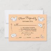 Doodle Schets Funky liefde vogels trouwringen RSVP Kaart (Voorkant)