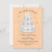 Doodle schets Funky Wedding Cake Kaart (Voorkant)