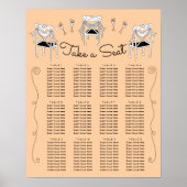 Doodle Schets Hand getrokken Stoelen Zitkaart Poster (Voorkant)