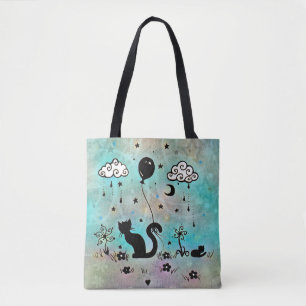Doodle Silhouette Kat Fantasie Kunst Molly Harriso Draagtas