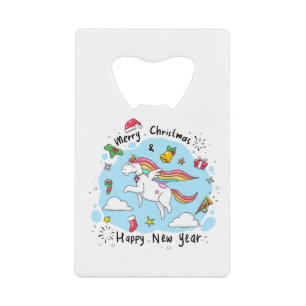 Doodle Sketch Cartoon Unicorn Horse Kinder Kredietkaart Flessenopener