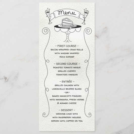 Doodle Sketch Funky Mariage Menu (Devant)